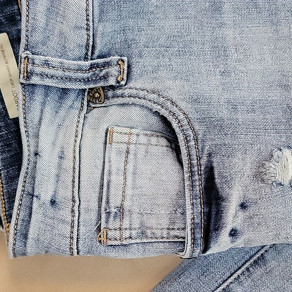 Kut from the Kloth Distressed BARDOT Crop Skinny Boyfriend Jeans Size 4 EUC - Picture 4 of 16